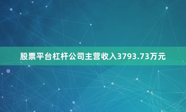 股票平台杠杆公司主营收入3793.73万元
