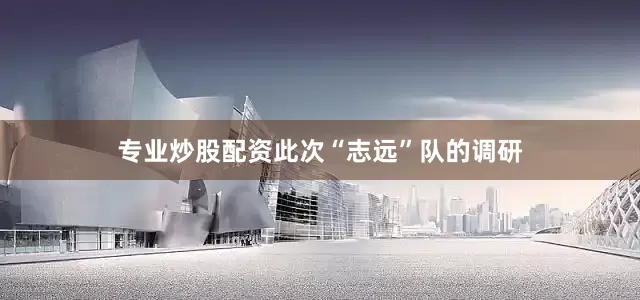 专业炒股配资此次“志远”队的调研